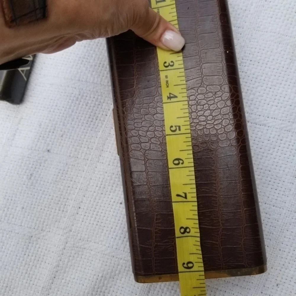 Vintage Scenic‎ 60's brass and croc embossed box